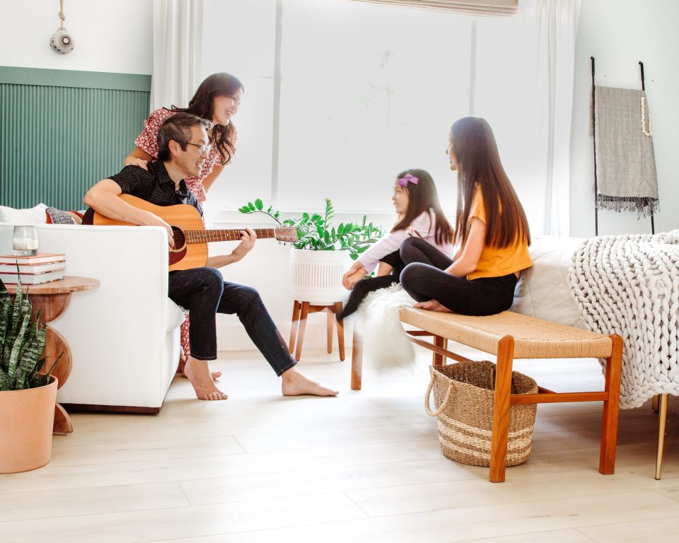 The whole family sings along in Anita & Travis' bedroom sanctuary