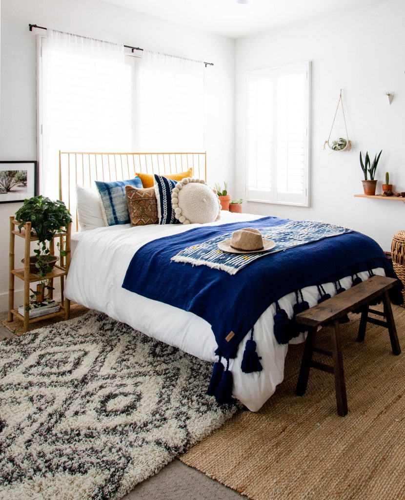 Scandinavian bohemian bedroom west elm bed