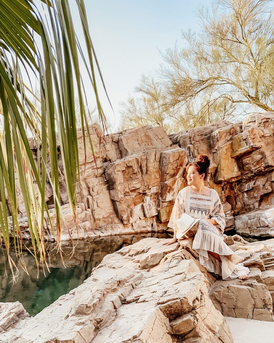 Anita looks out over a desert scene in Arizona at JTH Posada