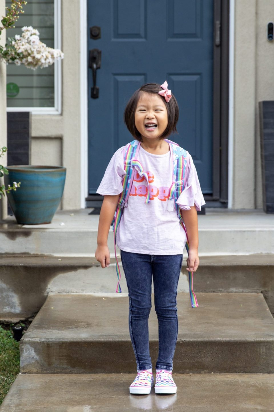 Natalie looking cute for her first day of school in 2019