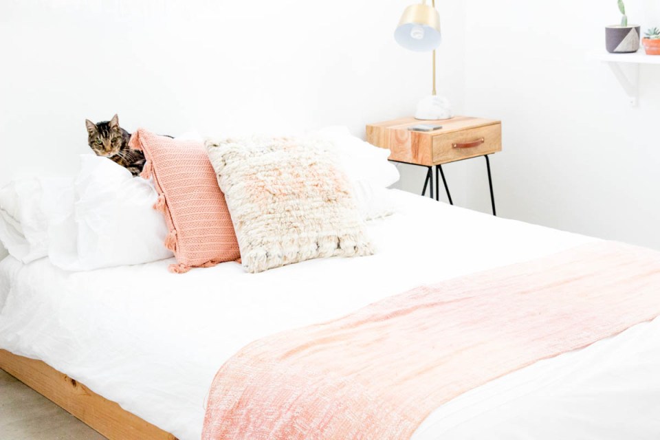 desert inspired bedroom blush tones with kitty