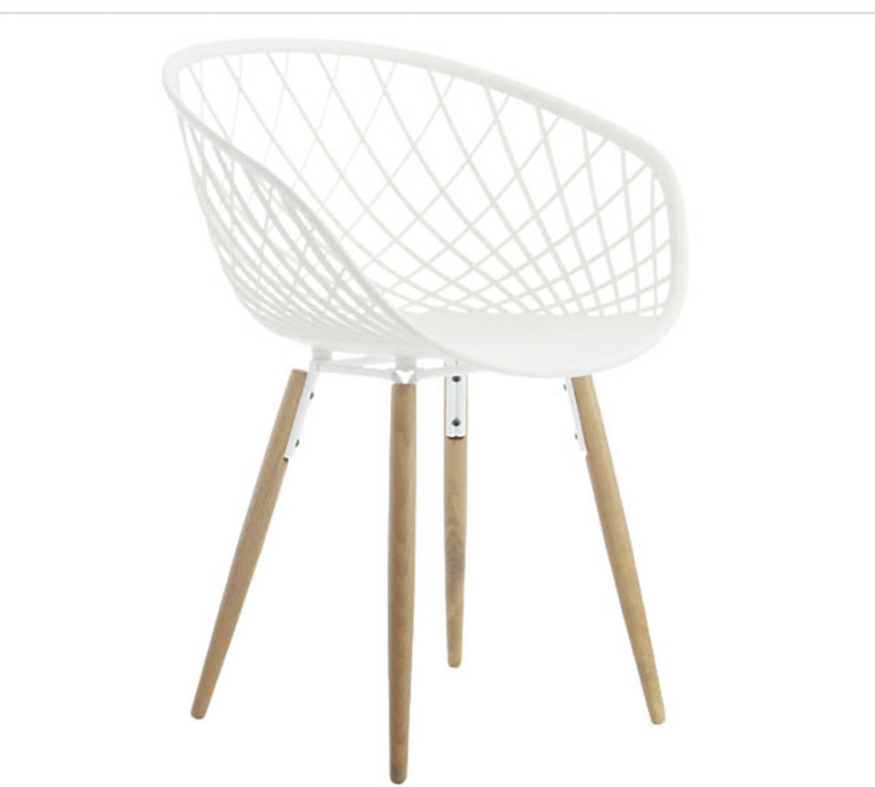 CB2 white dining chair wood legs 