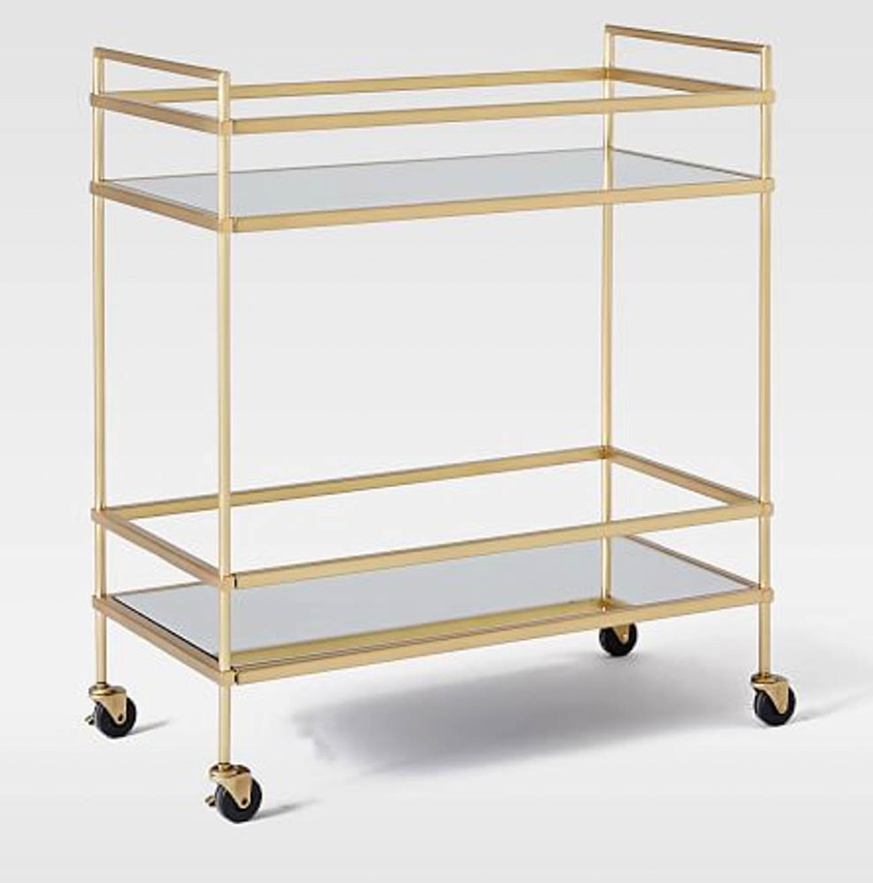 west elm gold bar cart 