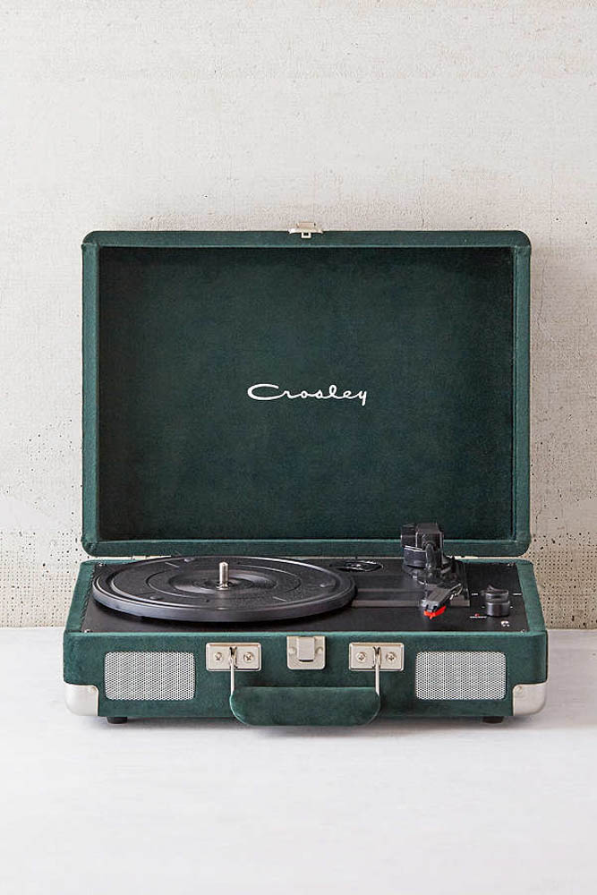 crosley green velvet record player