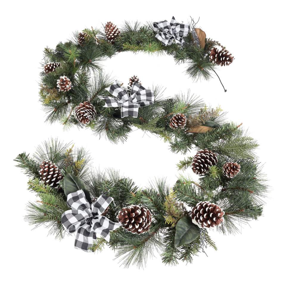 walmart black and white plaid holiday garland