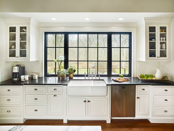 Black trim on kitchen windows