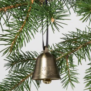 hand and hearth target bell ornament 