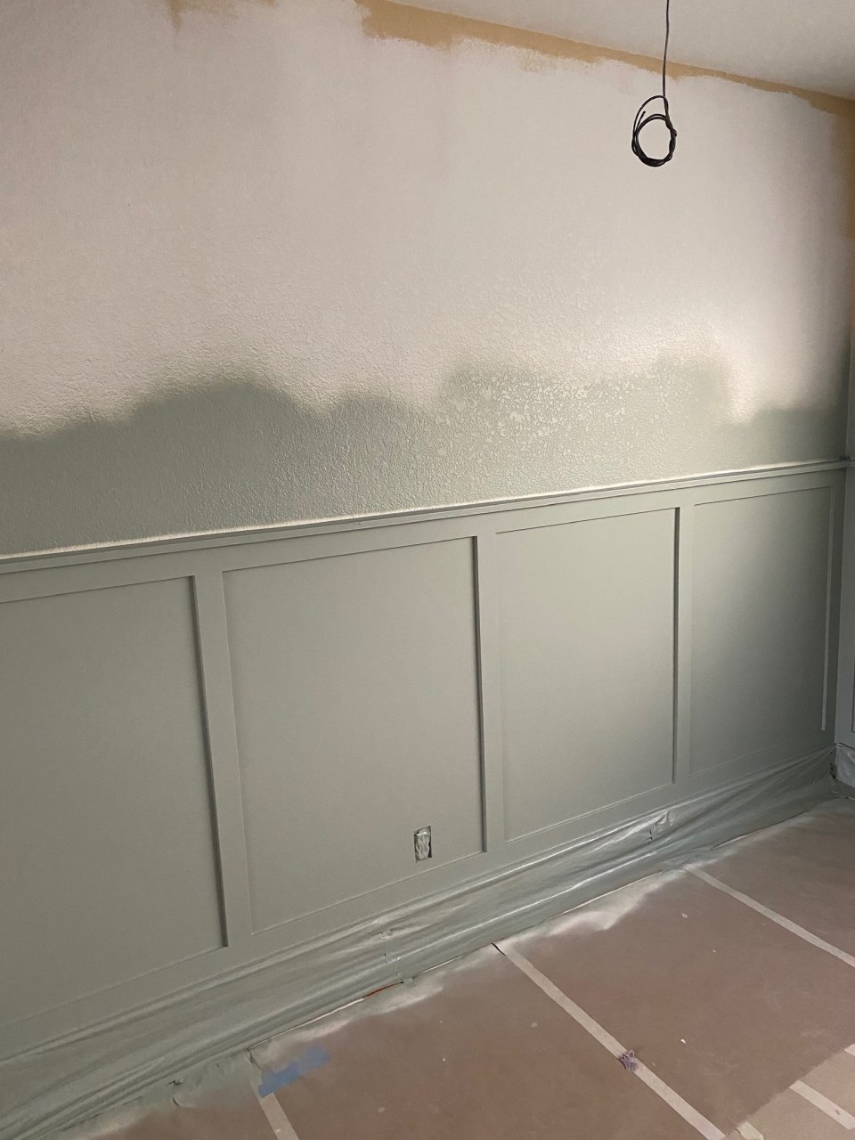 Painting the wainscotting SW Oyster Bay green