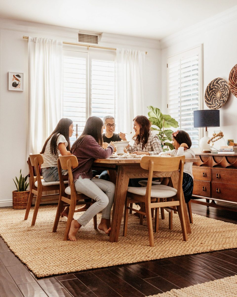 The Yokotas gathered around the dining table