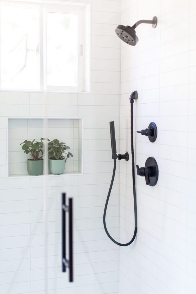 white shower delta black matte shower trim 