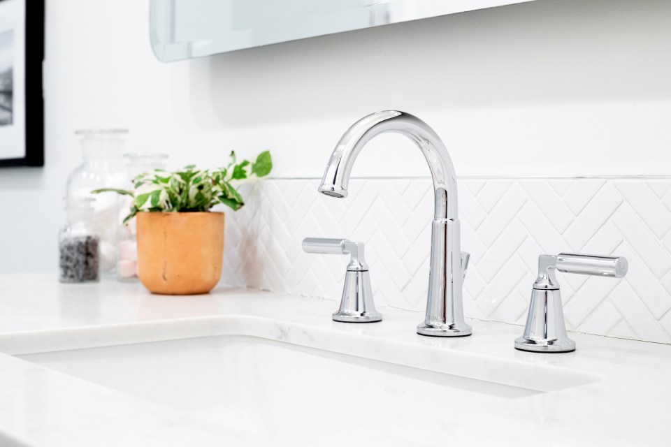 Delta's architectural Bowery faucet in chrome finish